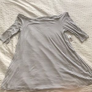 Old Navy Black&White Stripe Off the Shoulder Dress